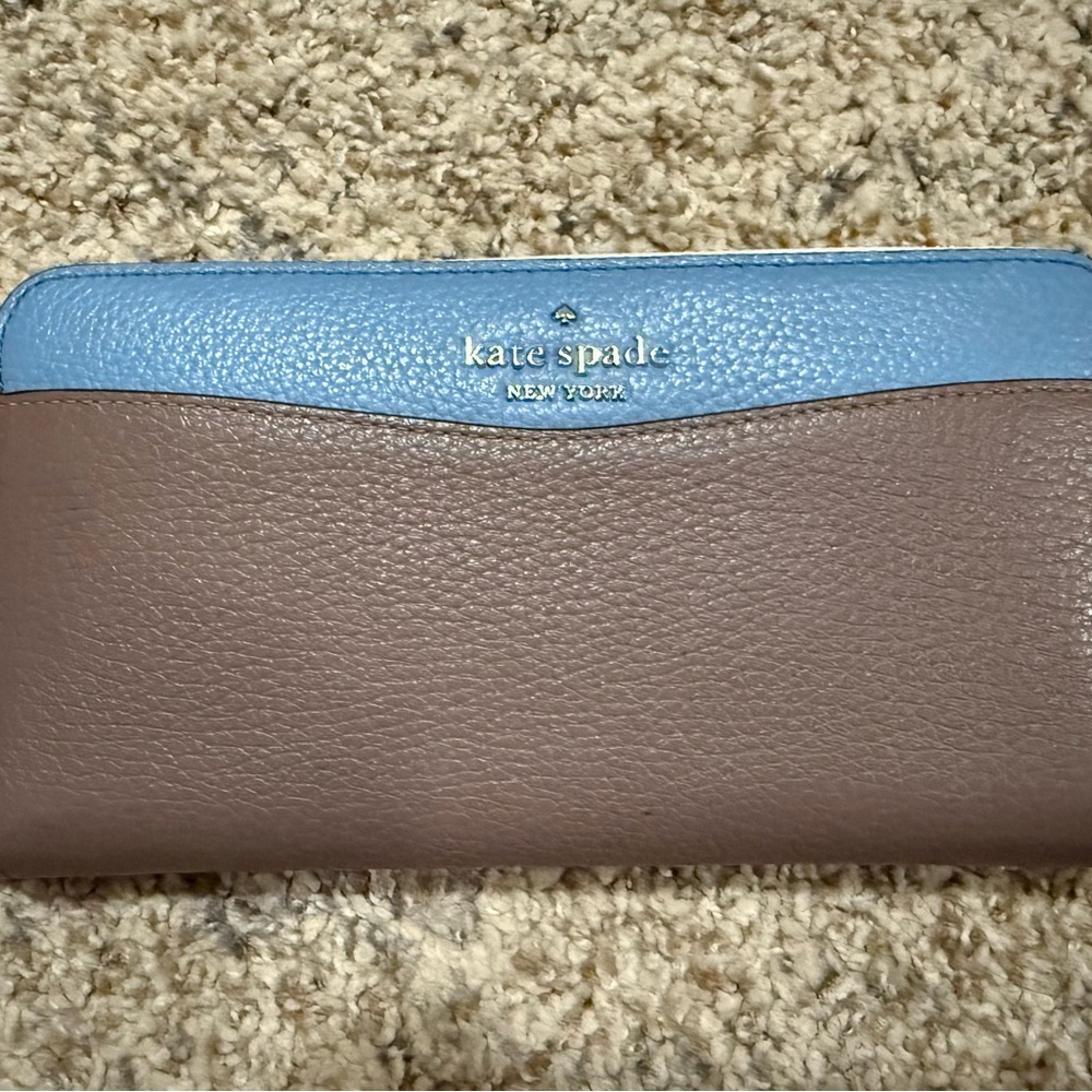 Kate Spade Light Blue and Brown Leather Wallet